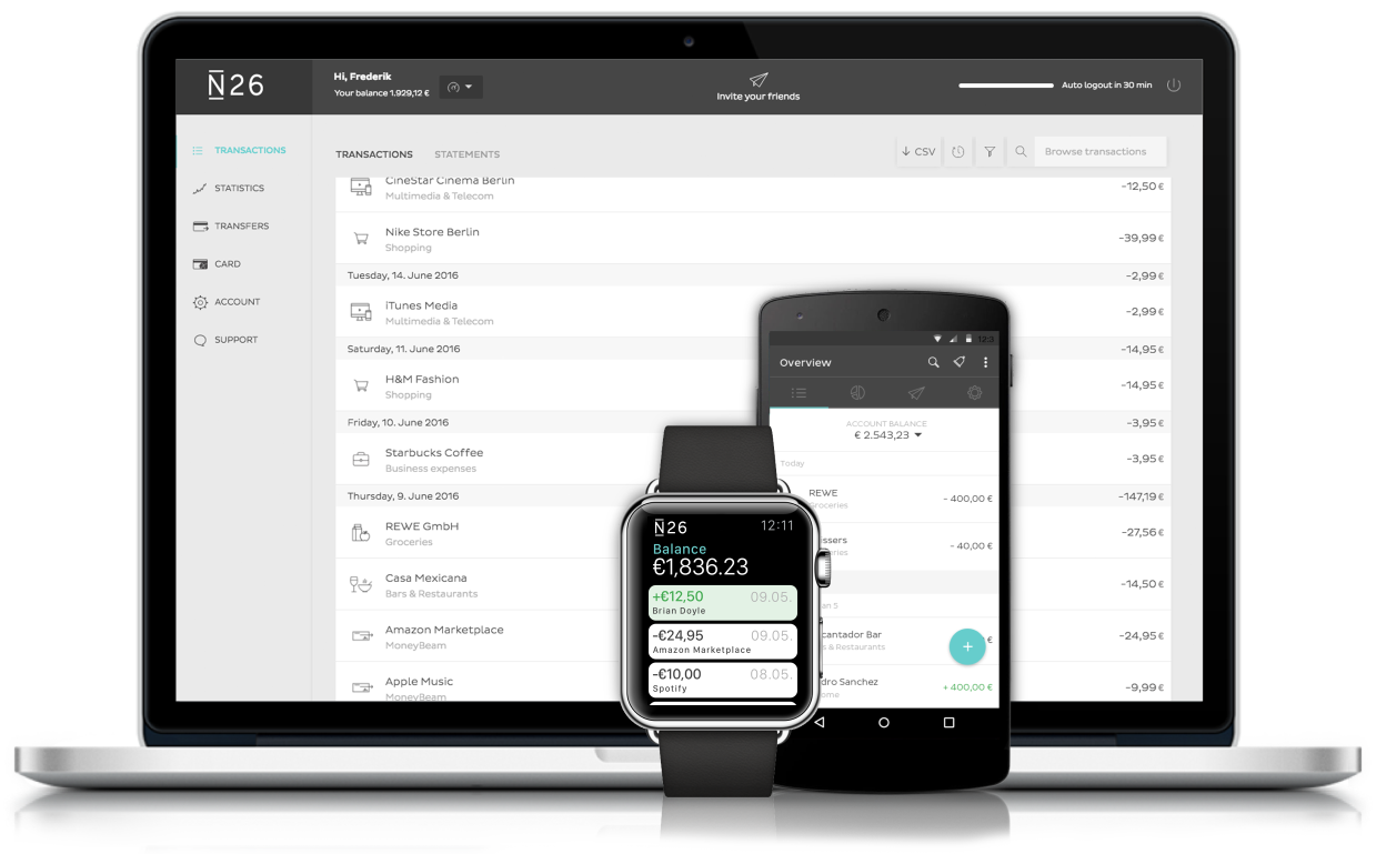 Screenshot der N26 Banking App
