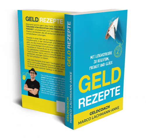 Auf dem Cover des im Geldhelden Shop erhältlichen Buches ist ein goldenes Rezept abgebildet.