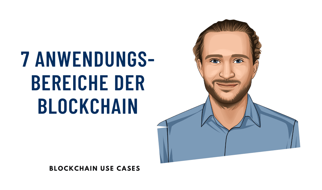 Ein Mann im blauen Hemd präsentiert 7 seltene Anwendungsbereiche der Blockchain – über die kaum jemand spricht.