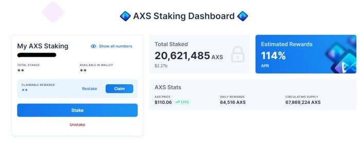 Axie Infinity Staking Interface

