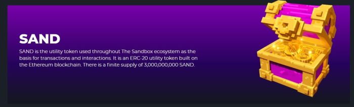 Sand Token, mit dem du bei The Sandbox Play-to-Earn Geld verdienen kannst