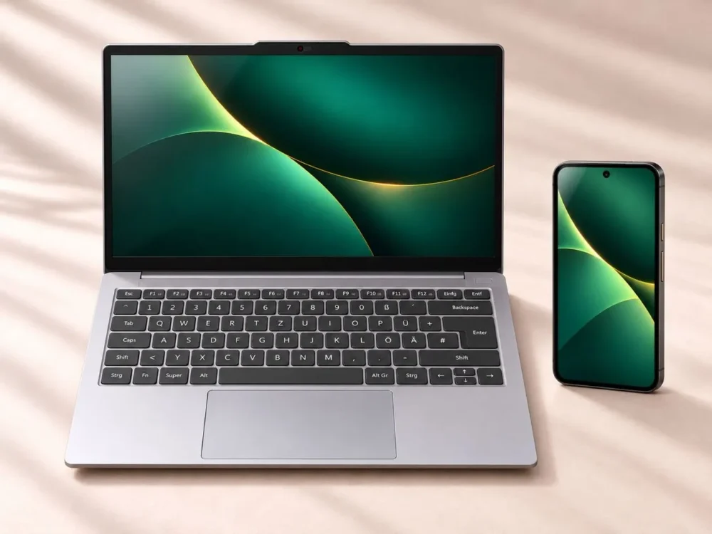 Freiheits-Setup Duo: Lenovo-Laptop und Pixel-Smartphone nebeneinander, beide fertig eingerichtet